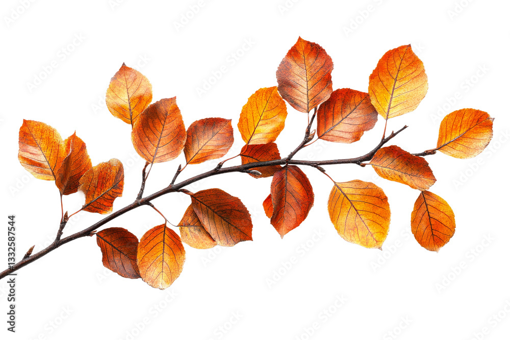 Fototapeta premium Autumn leaves and branches create natural, isolated composition, cut out transparent