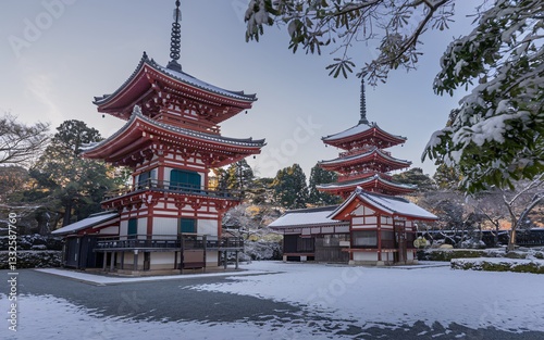 Wallpaper Mural Japanese pagoda, Snowy Japanese pagodas at dawn Torontodigital.ca