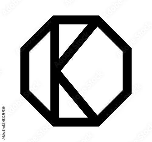 geometric "K" icon enclosed in an angular frame symbolizing potassium or chemistry.