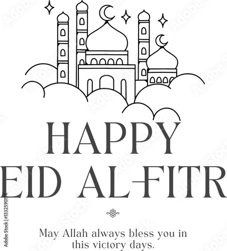 Arabic Typography Eid Mubarak Eid Al-Adha Eid Saeed , Eid Al-Fitr text Calligraphy 