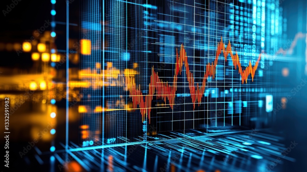 Fototapeta premium Analyzing market trends with data visualization techniques business environment digital analytics urban setting perspective on financial insights