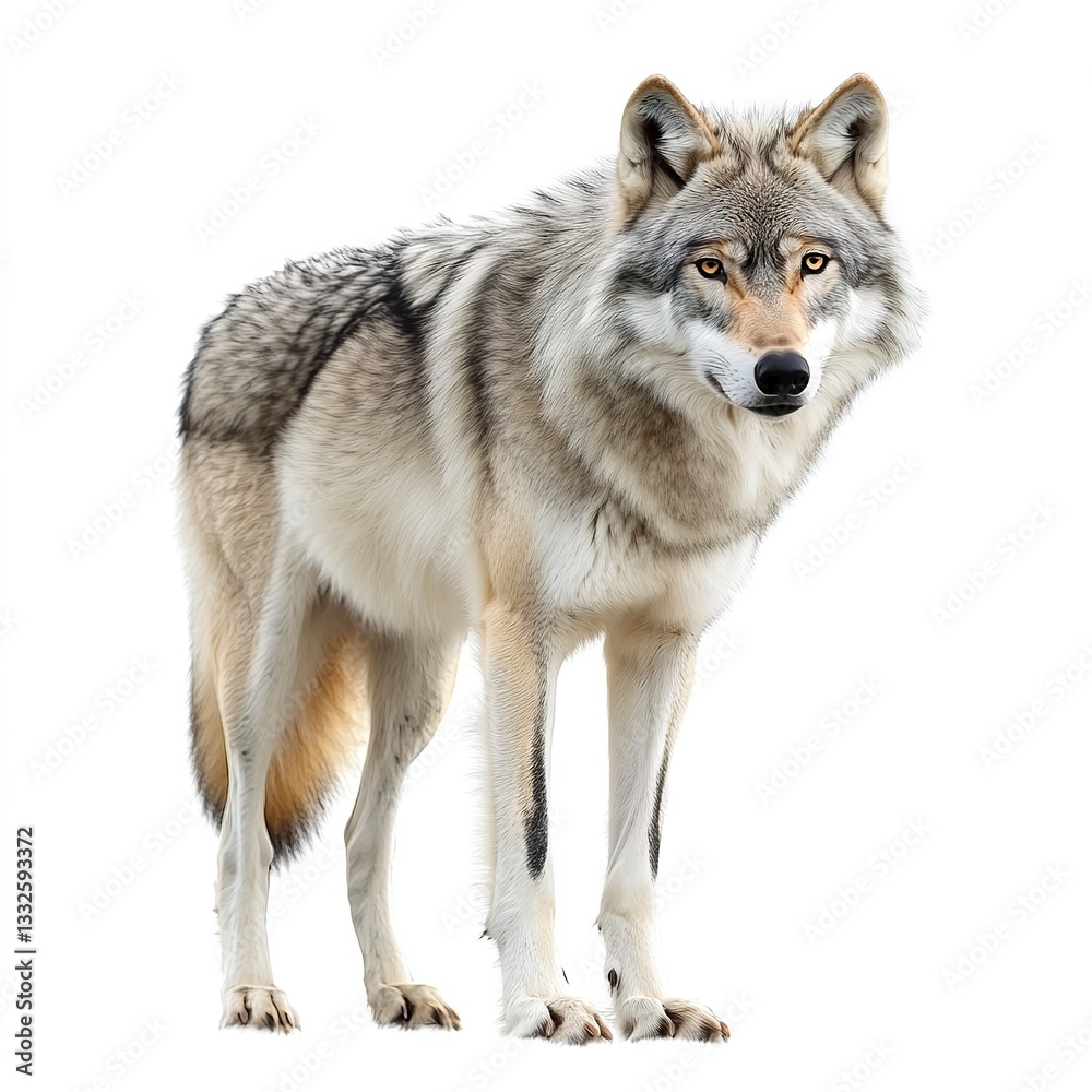 Fototapeta premium Photo of Alaskan tundra wolf isolated on white background
