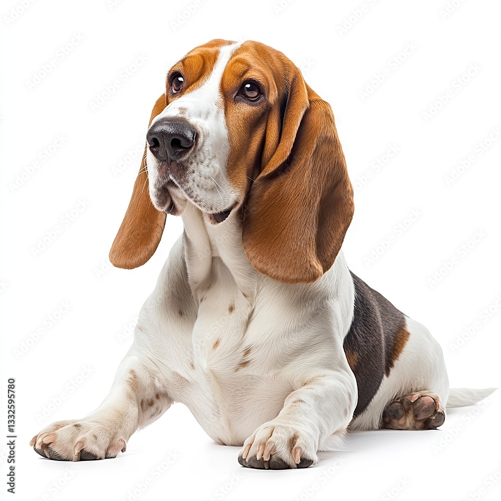 Photo of Basset Hound Dog isolated on white background Photo of Basset Hound Dog isolated on white background