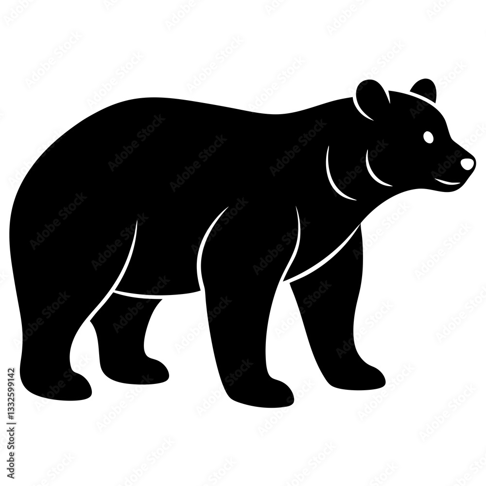 bear black silhouette vector, Simple silhouette Design vector icon with white background. Wild animal bear black silhouette vector, Simple silhouette Design vector icon with white background. Wild animal