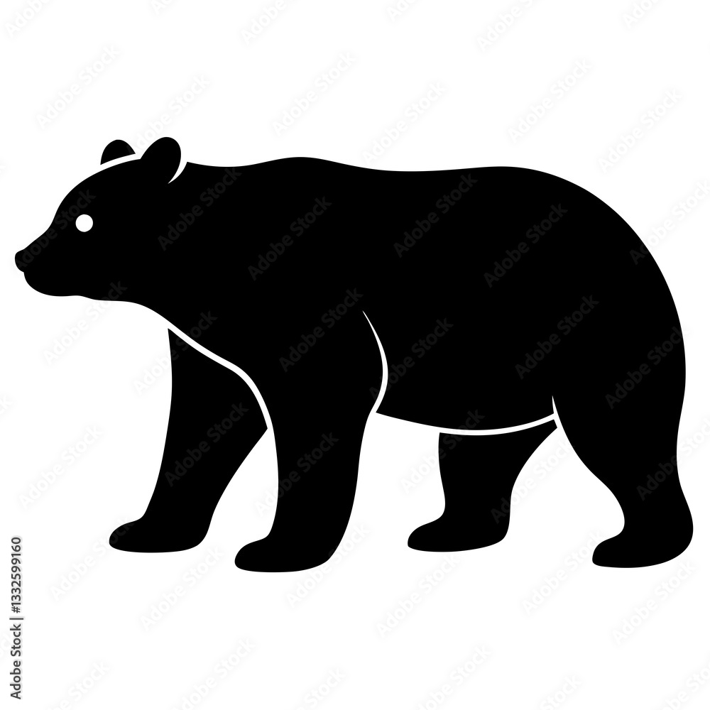 bear black silhouette vector, Simple silhouette Design vector icon with white background. Wild animal bear black silhouette vector, Simple silhouette Design vector icon with white background. Wild animal