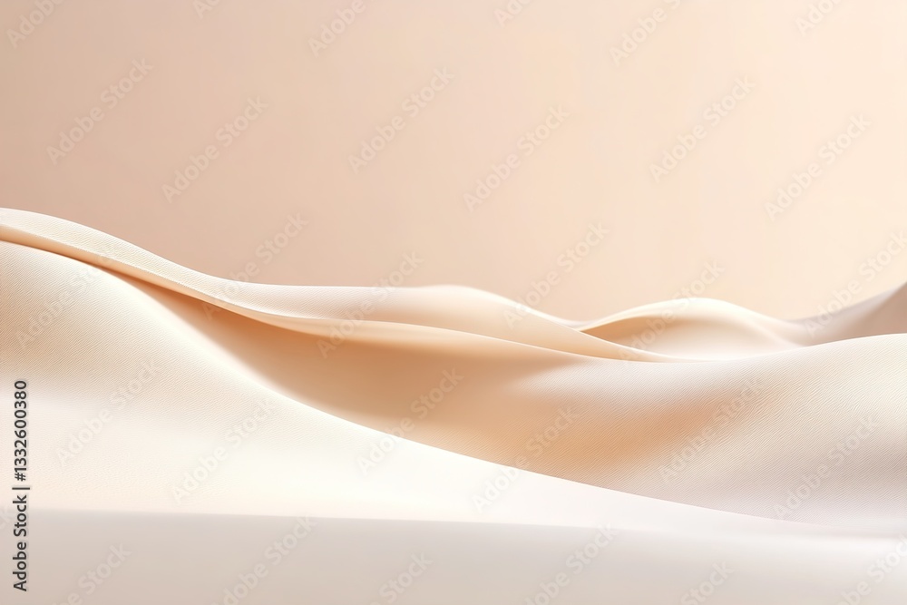 Fototapeta premium Soft curves of abstract sand dunes create a serene and organic atmosphere, blending warm beige tones in a tranquil setting, perfect for advertising wellness and eco-friendly themes
