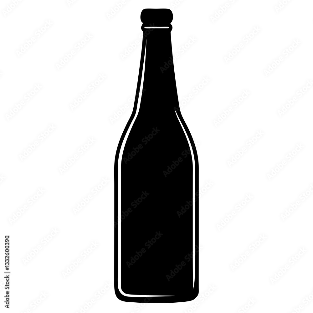 Wine bottle, Beer bottle black silhouette vector, Simple silhouette Design vector icon with white background. Wine bottle, Beer bottle black silhouette vector, Simple silhouette Design vector icon with white background.