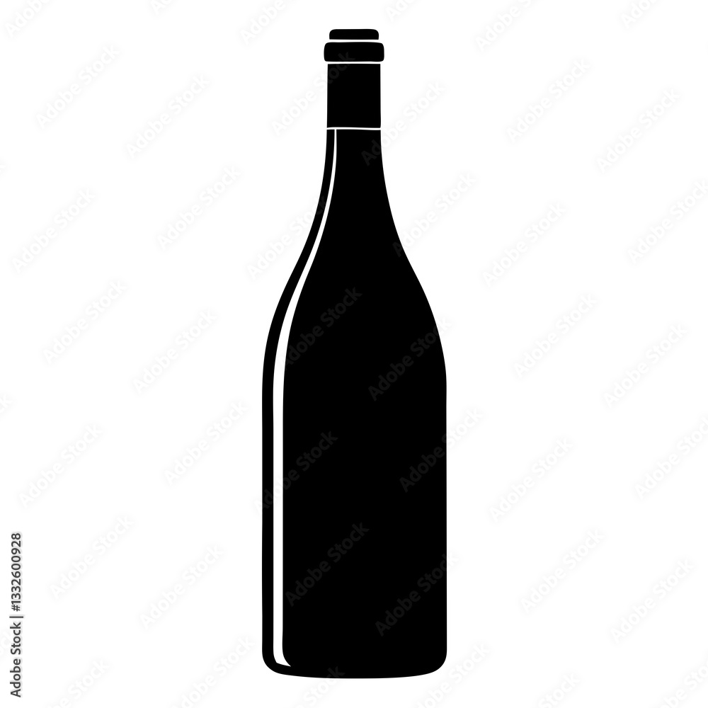 Wine bottle, Beer bottle black silhouette vector, Simple silhouette Design vector icon with white background. Wine bottle, Beer bottle black silhouette vector, Simple silhouette Design vector icon with white background.