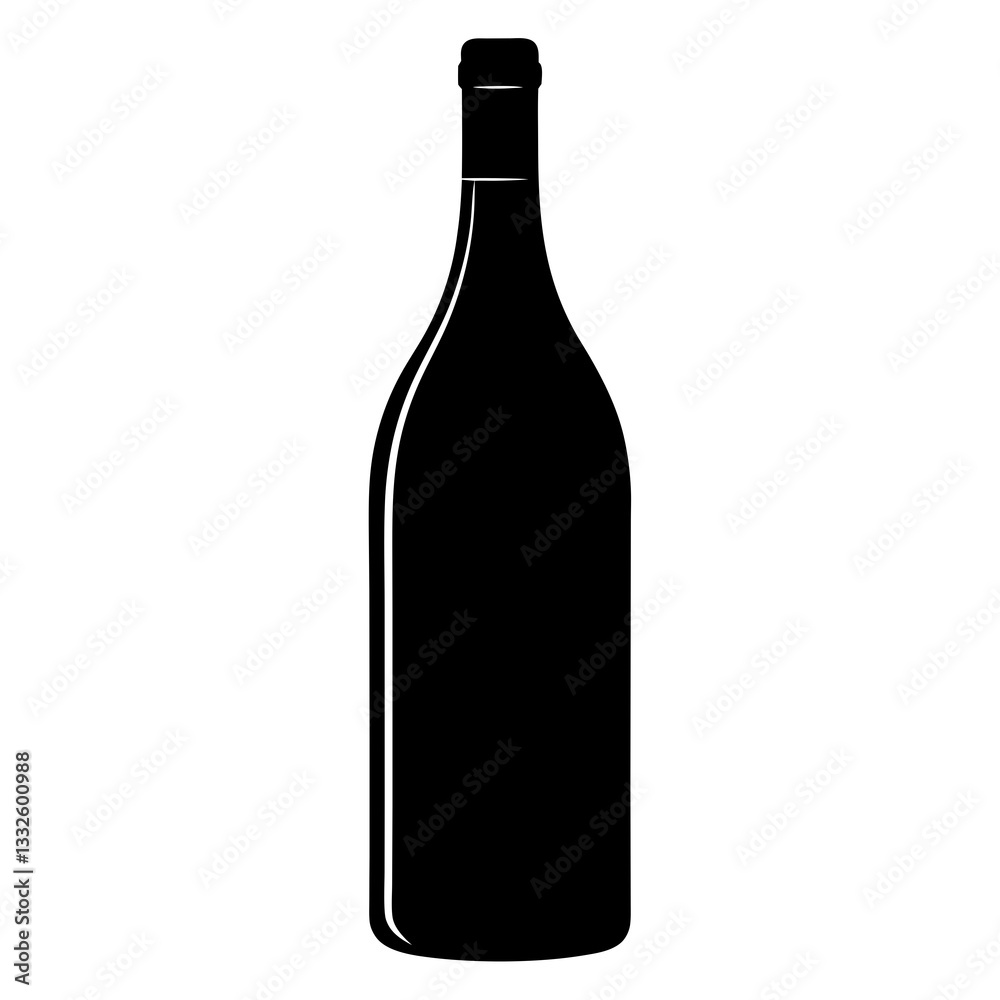 Wine bottle, Beer bottle black silhouette vector, Simple silhouette Design vector icon with white background. Wine bottle, Beer bottle black silhouette vector, Simple silhouette Design vector icon with white background.