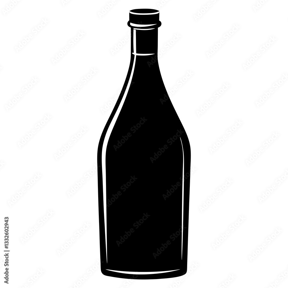 bottle black silhouette vector, Simple silhouette Design vector icon with white background. bottle black silhouette vector, Simple silhouette Design vector icon with white background.