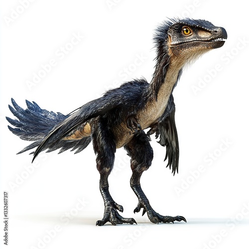 Photo of Dinosaur Microraptor isolated on white background