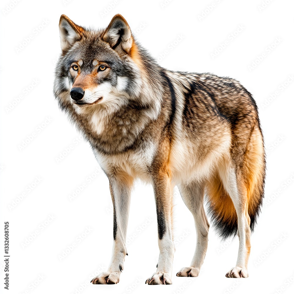 Fototapeta premium Photo of Eastern wolf isolated on white background