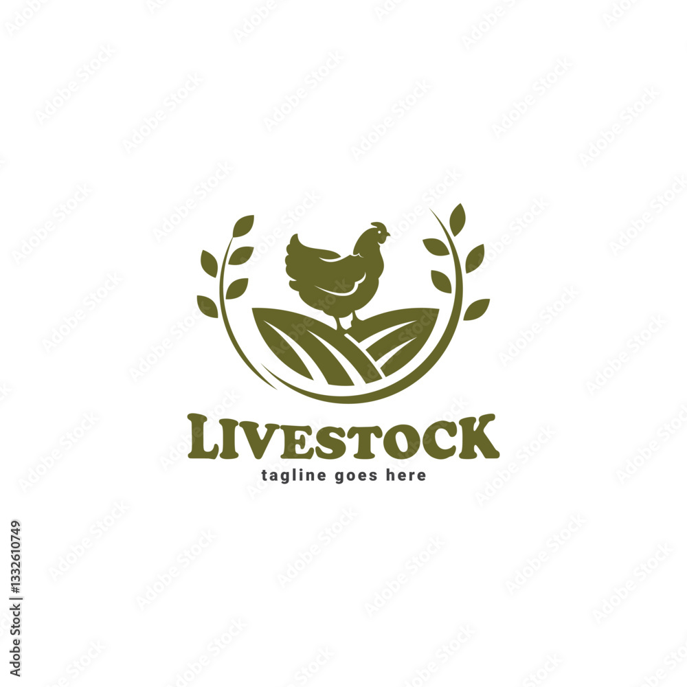 Obraz premium Vector livestock logo design. Cattle, Goat, Chicken livestock logo template