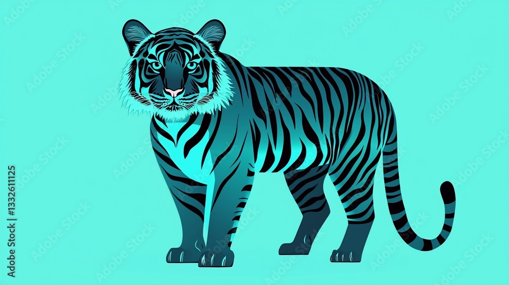 Obraz premium Blue Tiger Illustration, Digital Art