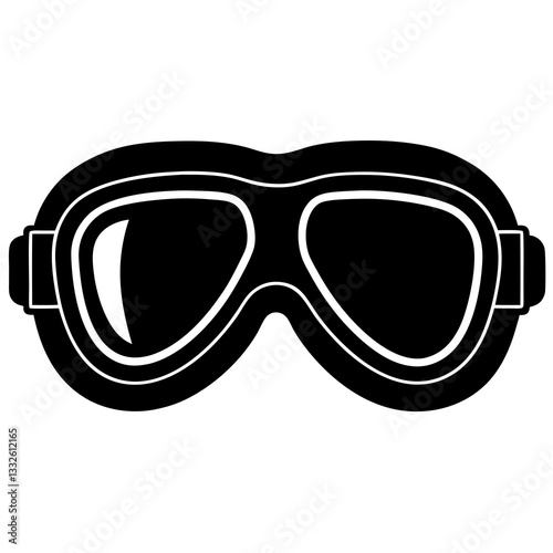 goggles black silhouette vector, Simple silhouette Design vector icon with white background.