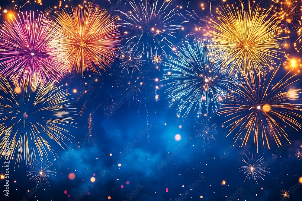 Fototapeta premium Festive Fireworks Night Sky Background18
