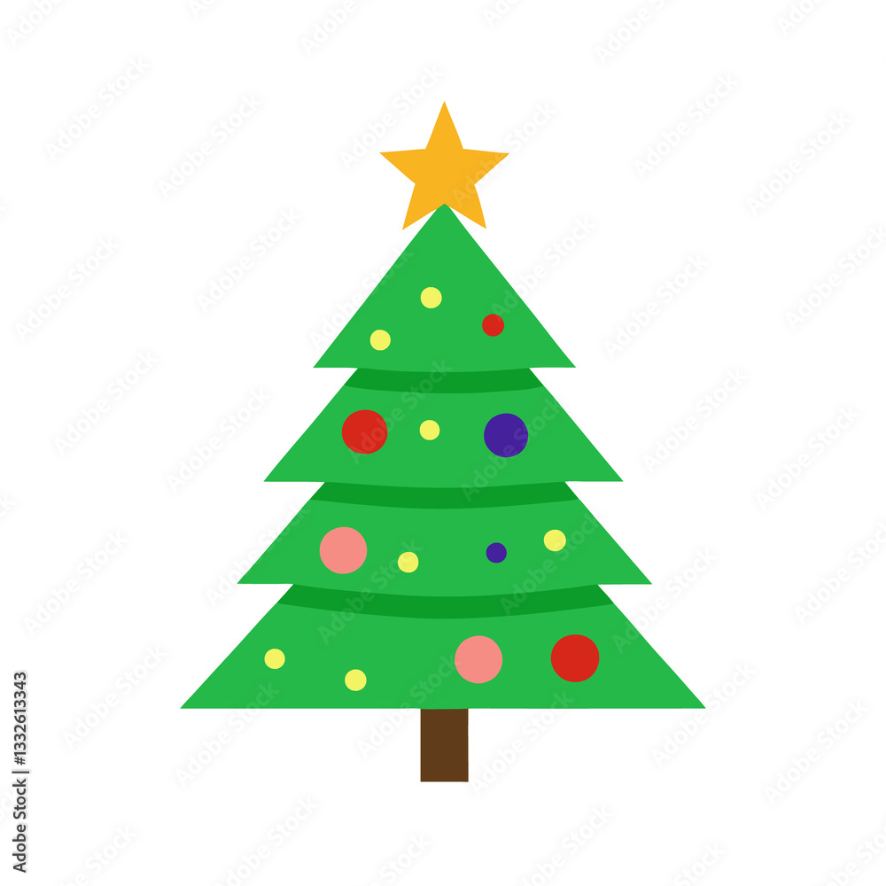 Christmas tree vector illustration with decorations and winter holiday theme Christmas tree vector illustration with decorations and winter holiday theme