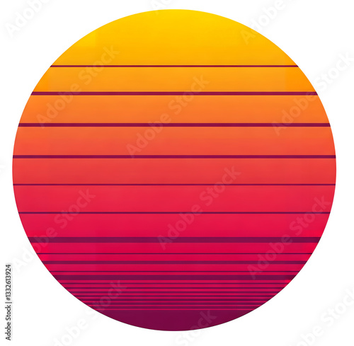 Sunset Illustration With Gradient Stripes and Warm Colors