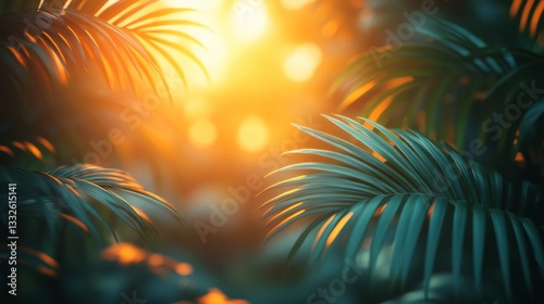 Wallpaper Mural Sunlight dances through green leaves, creating a warm glow in a peaceful tropical paradise of vibrant flora Torontodigital.ca