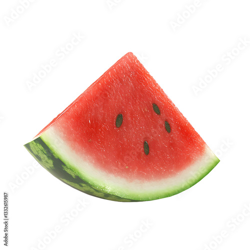 Fresh red watermelon slice isolated on white, a juicy, ripe, and healthy summer fruit snack PNG Transparent Background