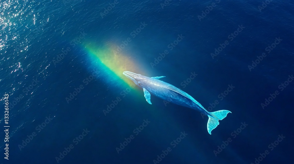 Majestic marine creature swimming gracefully, vibrant hues reflecting sunlight, undersea wonder in tranquil ocean depths.