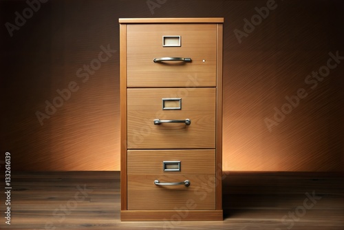 Wooden Filing Cabinet with Metal Handles