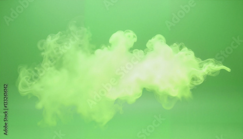 Luminous green smoke swirling on light green backdrop, ethereal beauty