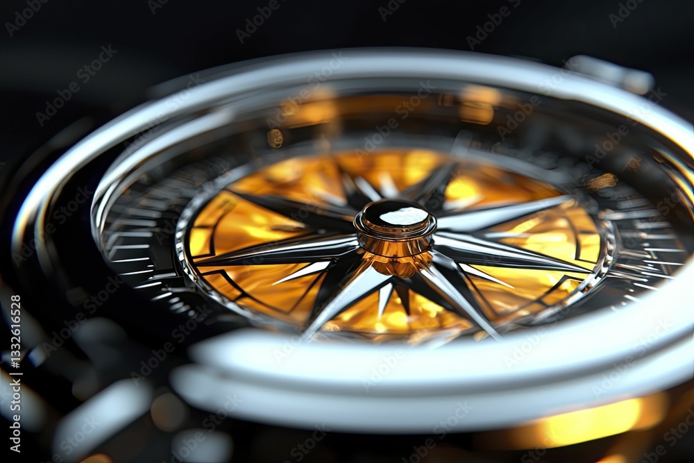 Fototapeta premium Financial advisory graphics featuring a compass, steering investors through diverse routes, showcasing a sleek, contemporary design.