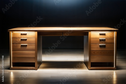 Modern Wooden Office Desk with Sleek Drawers