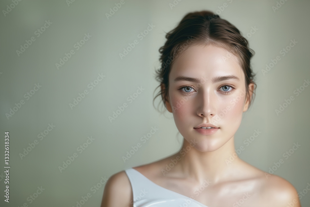 Model With Simple Elegance Posing Against a Neutral Backdrop Generative AI Model With Simple Elegance Posing Against a Neutral Backdrop Generative AI