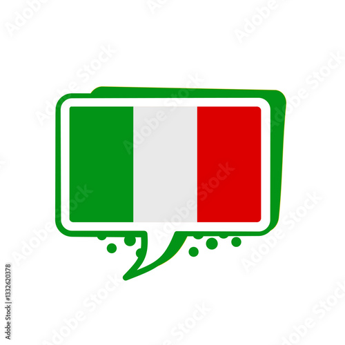 Italian speaking, Italian language, Italian flag bubble - vector illustration