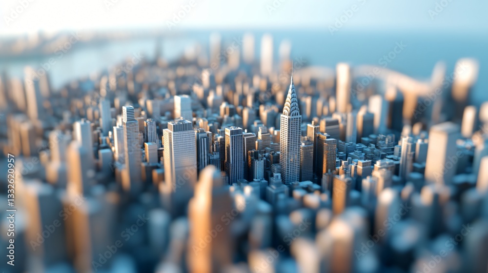 Obraz premium Aerial view of a bustling cityscape, high-rise buildings and vibrant skyline, showcasing urban life and architectural diversity.