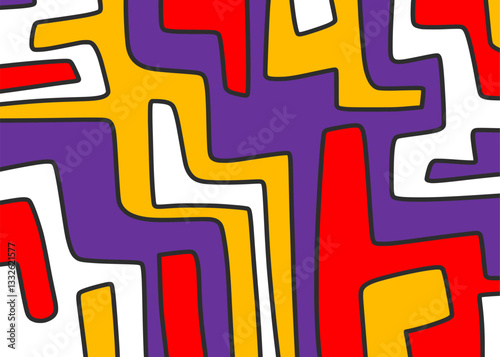 Minimalist background with seamless colorful maze line pattern