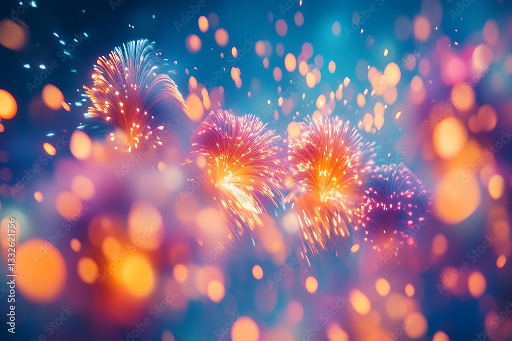 Obraz premium Magical Blue Night Celebration Light Background