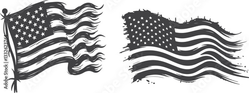 black and white usa flag