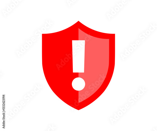 Shield with exclamation mark icon. Security shield, warning attention, risk alert caution vector design and illustration.
