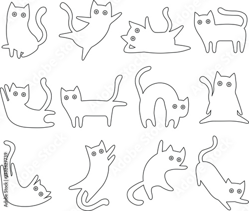 cat icon in line trendy style set in different shapes. isolated on transparent background