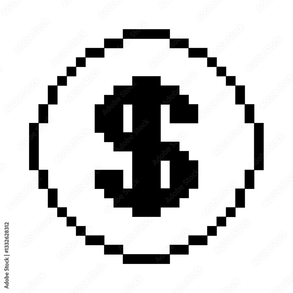 Pixelated Dollar Sign Symbol Icon Pixelated Dollar Sign Symbol Icon