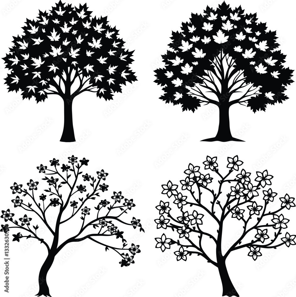 Obraz premium set of four seasons tree