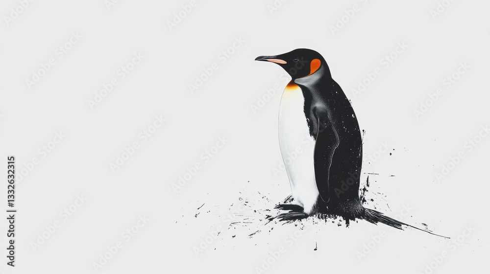 Penguin in profile isolated on white gigapixel animal portrait studio environment side view unique concept Penguin in profile isolated on white gigapixel animal portrait studio environment side view unique concept
