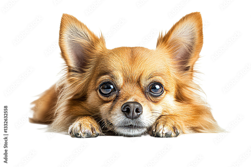 Charming Chihuahua portrait resting, detailed fur texture, cut out transparent Charming Chihuahua portrait resting, detailed fur texture, cut out transparent