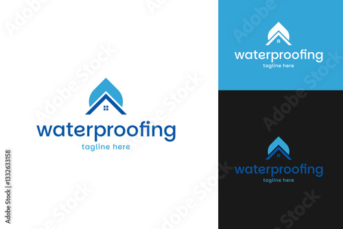 Creative waterproof house logo design template vector illustration
