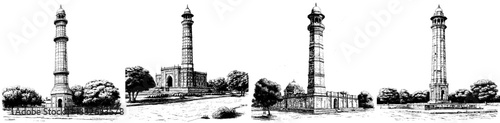 Qutb Minar, Delhi's oldest city vector illustration