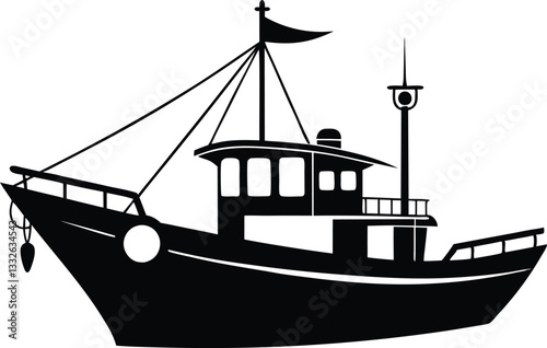 Fishing Boat  silhouette,Fishing Boat clipart,Fishing Boat vector illustration