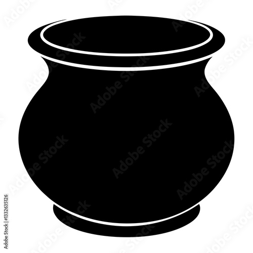 Pot black silhouette vector, Simple silhouette Design vector icon with white background.