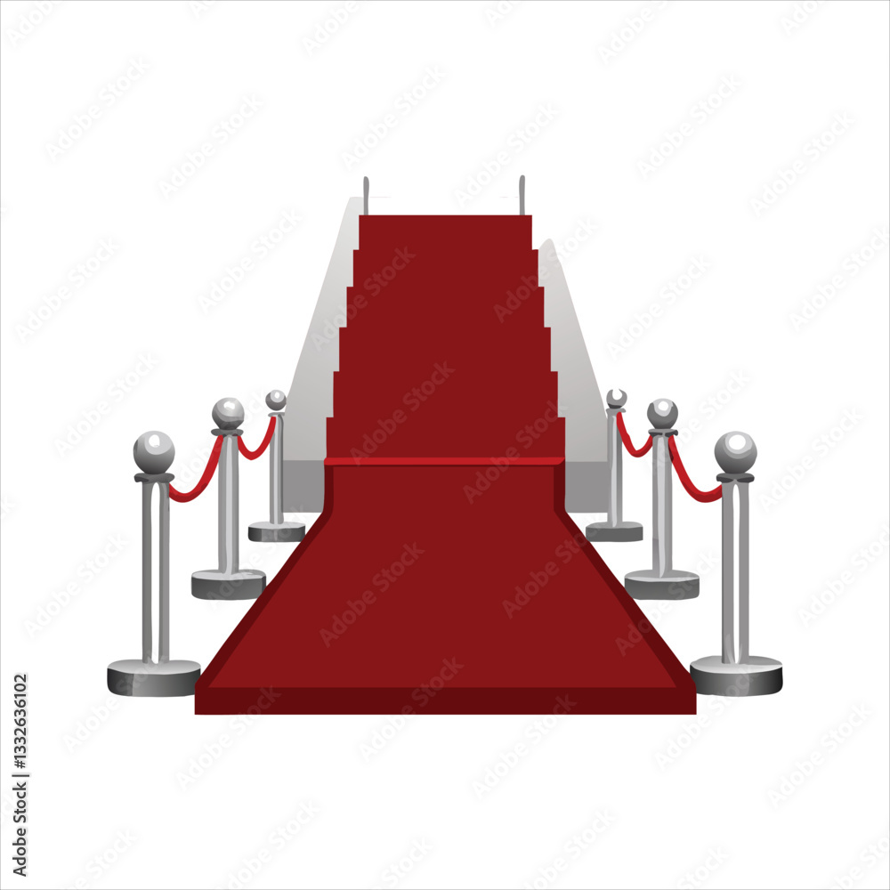 Red carpet for celebrity with gold rope barrier. Success, prestige and Hollywood event vector concept. Illustration of carpet red color for entrance Vip Red carpet for celebrity with gold rope barrier. Success, prestige and Hollywood event vector concept. Illustration of carpet red color for entrance Vip