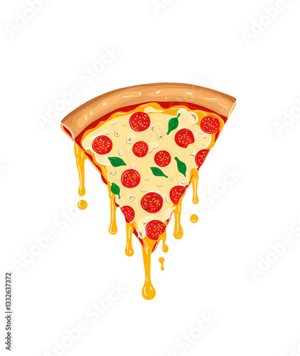 Delicious Pizza Clipart – Cheesy & Tasty 2D Flat Cartoon Illustrations