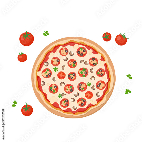Delicious Pizza Clipart – Cheesy & Tasty 2D Flat Cartoon Illustrations