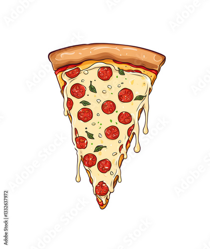 Delicious Pizza Clipart – Cheesy & Tasty 2D Flat Cartoon Illustrations