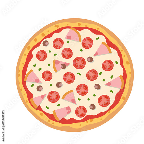 Delicious Pizza Clipart – Cheesy & Tasty 2D Flat Cartoon Illustrations